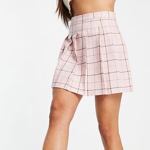ASOS Petite Pleated Mini Tennis Skirt in Link Multi-Check Print Size 12